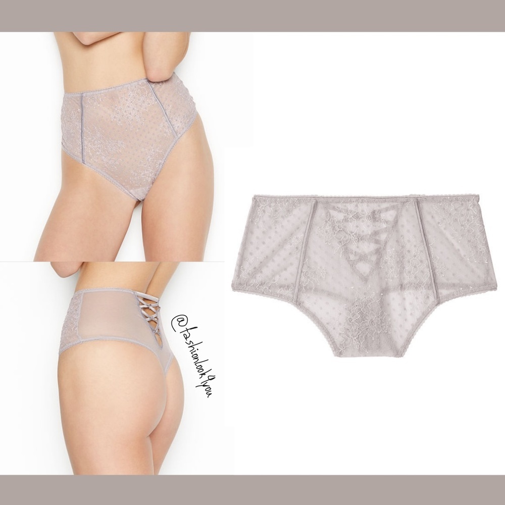 NWT $40 Victoria's Secret Dream Angel‎ Flocked Dot High Waist Thong [ Medium ]